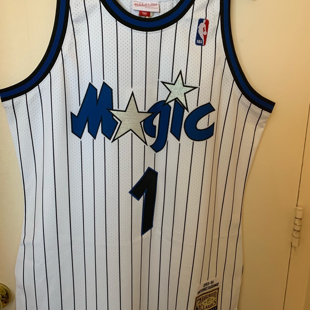 Mitchell & Ness Orlando Magic White and Blue Authentic Jersey size L/44